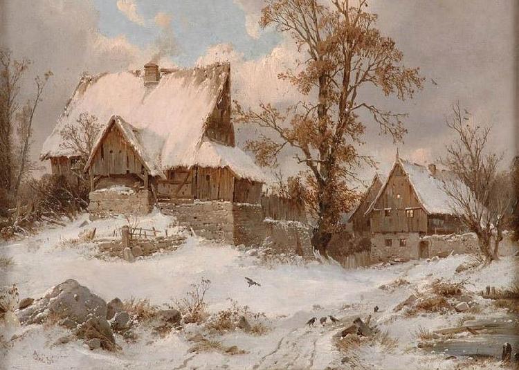 Karl Julius von Leypold Dorfansicht im Winter Germany oil painting art